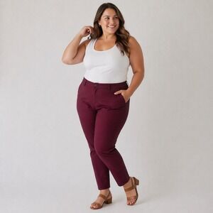 NWT Tommy Hilfiger THFlex Stretch Slim Chino Pants Burgundy Red Women 14 76J4371